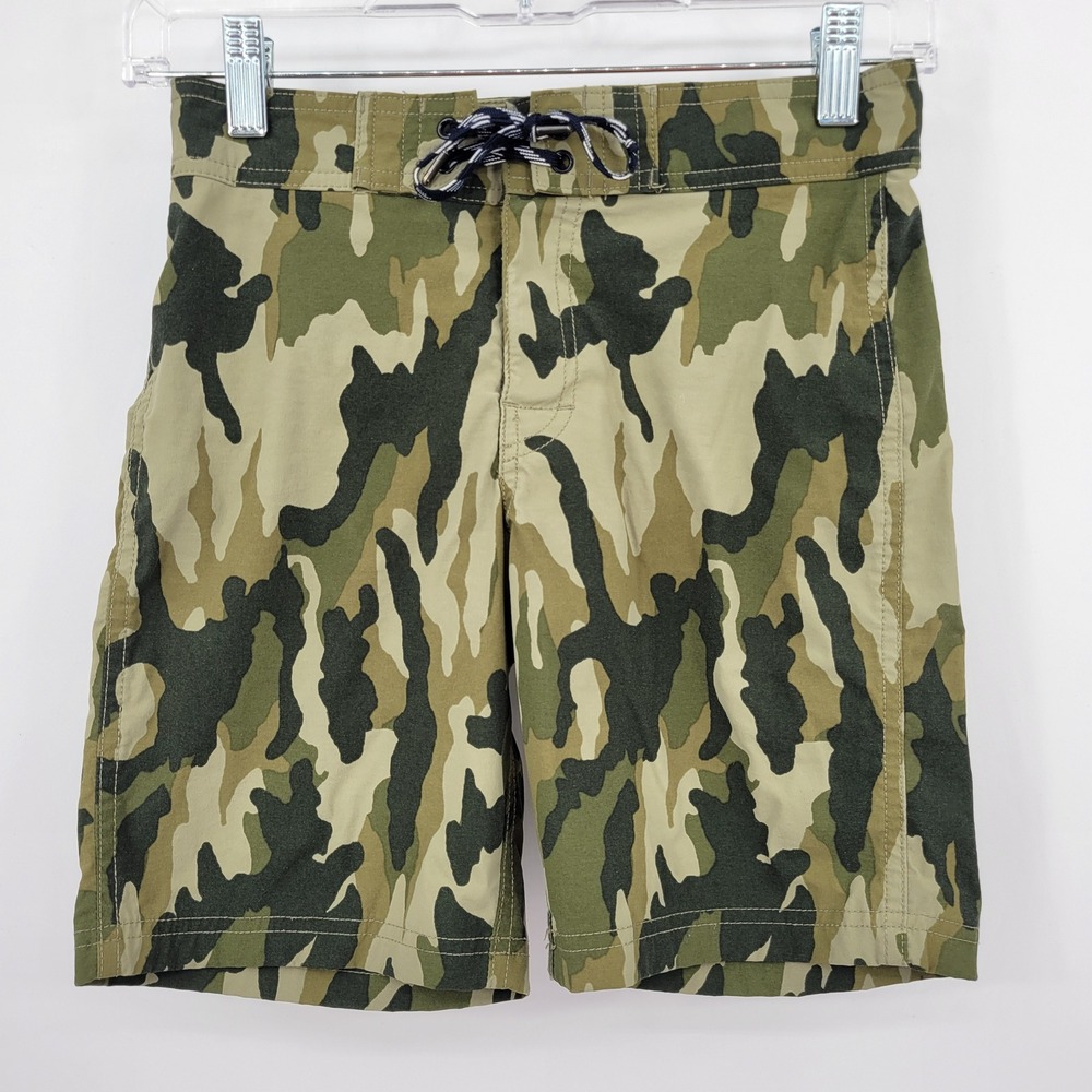 J.Crew Crewcuts Swim Shorts Kids Size 8 Green Camo Board Shorts Mesh Lined